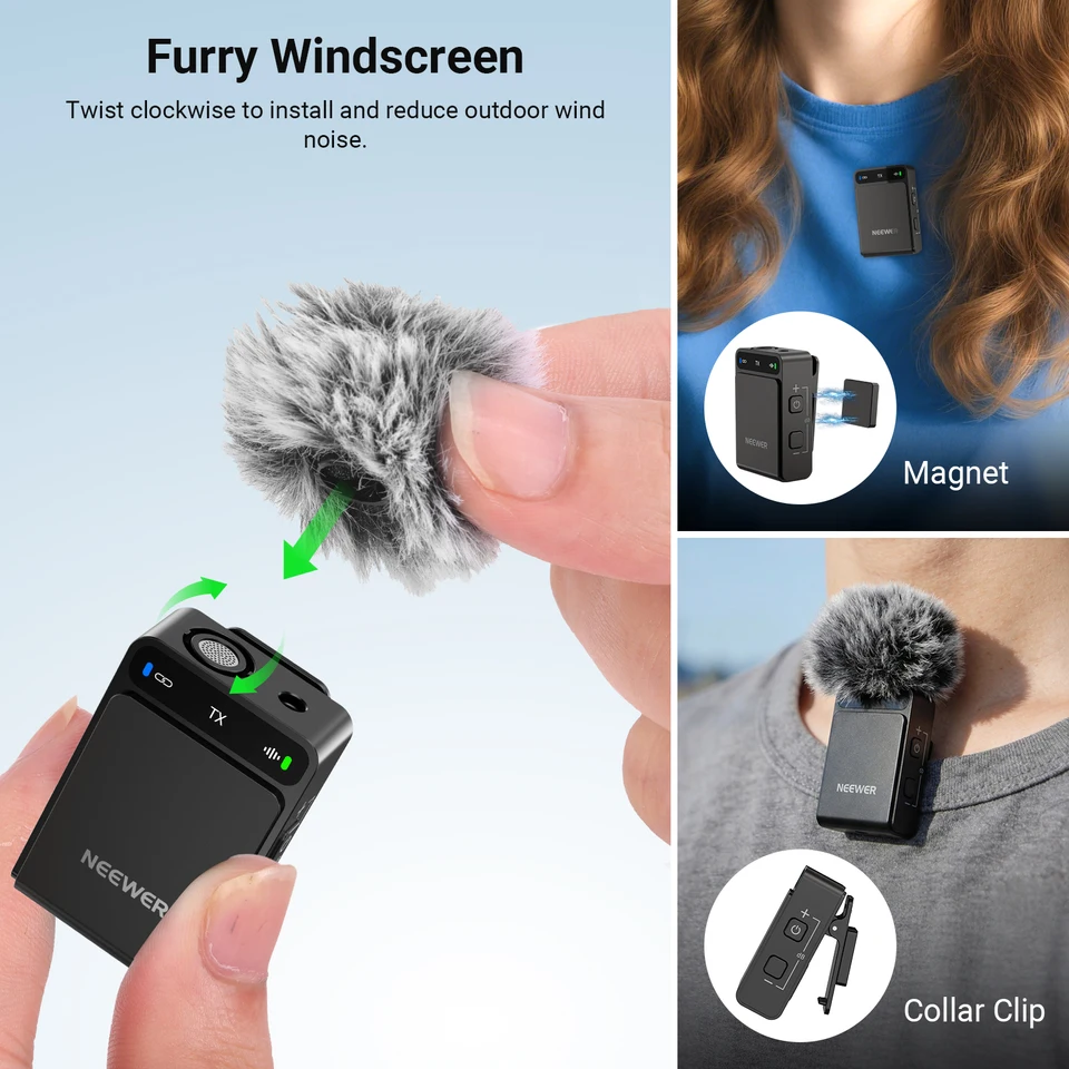 NEEWER CM36 Wireless Lavalier Mic for iPhone Android