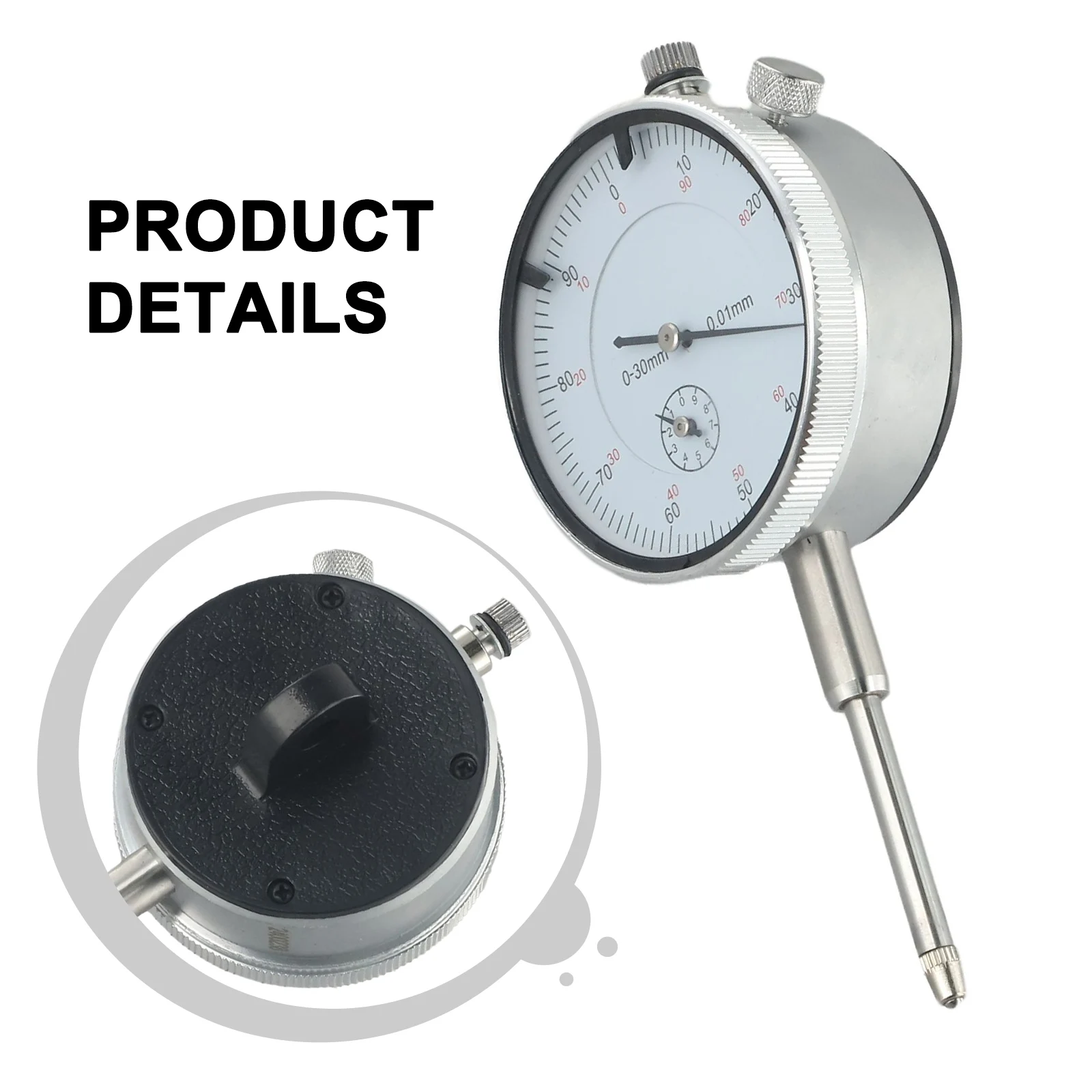 1PCS 0-30mm/0.01mm Dial Indicator Gauge Meter Comparator Measuring Measuring Instrument With Lug Back Precise Micrometer Tool