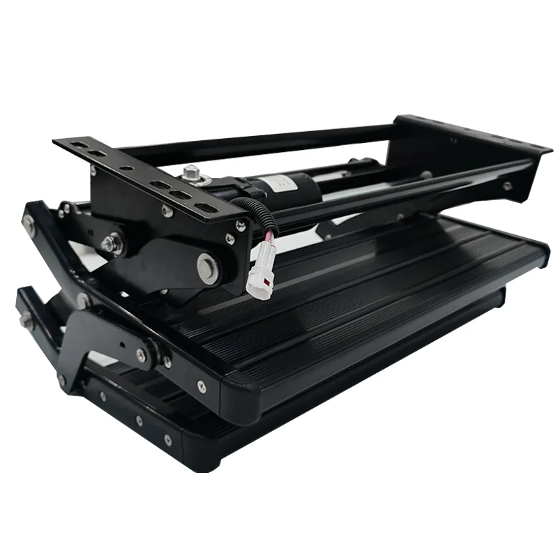Black Color RV Electric Double Step 12V With/without LED Light Belt For Motorhome Camping Caravan RV Camper Trailer