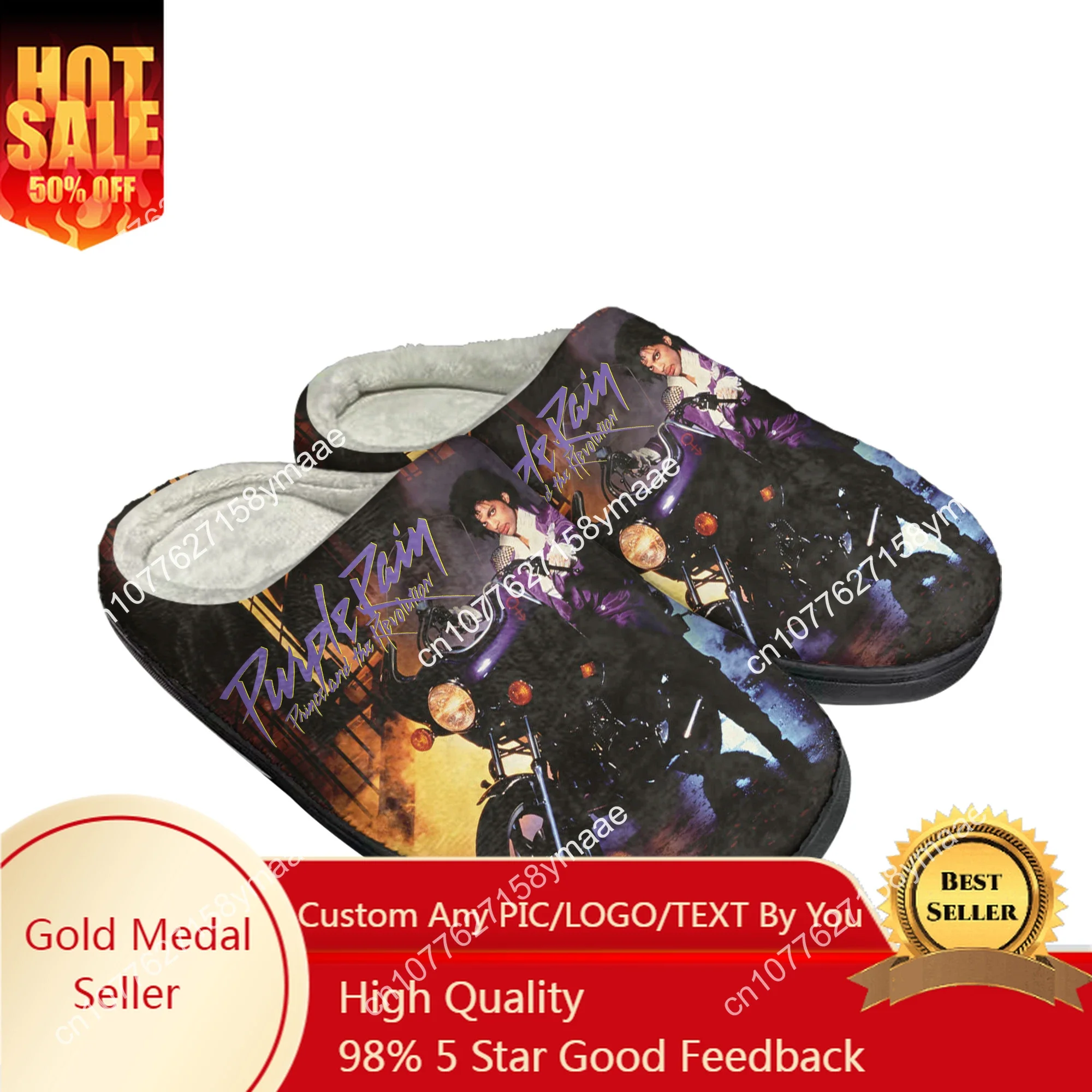 

Prince Rogers Nelson Singer Home Cotton Custom Slippers Mens Womens Sandals Plush Casual Keep Warm Shoes Couple Thermal Slipper