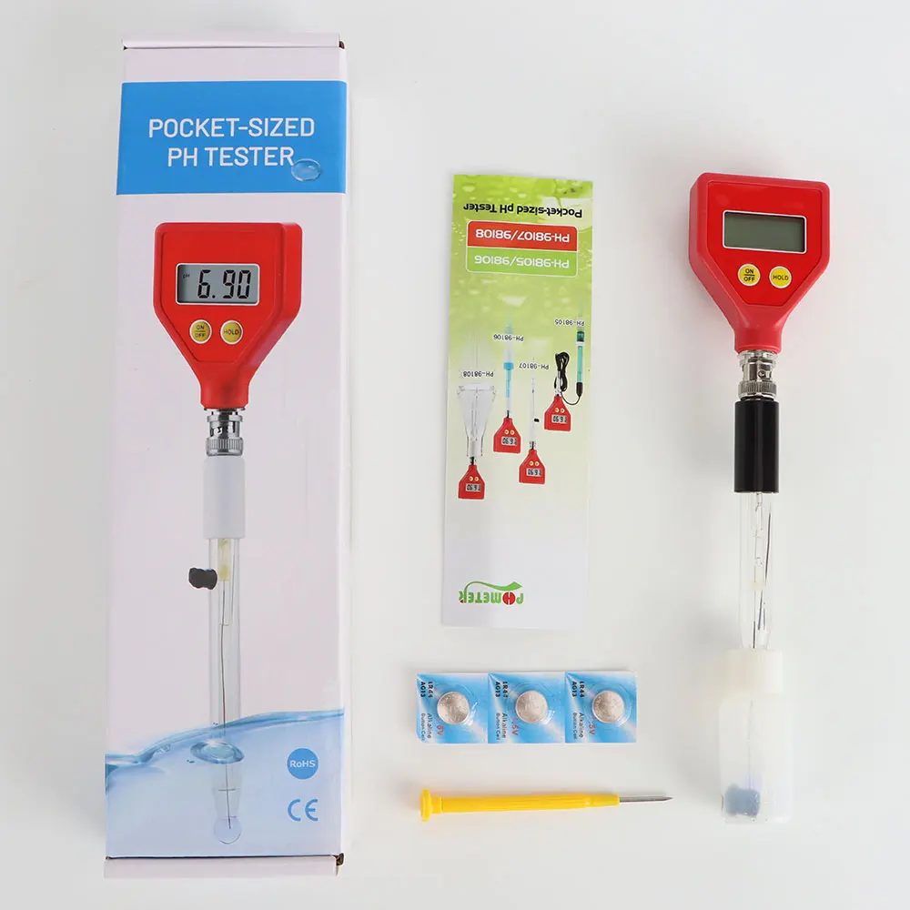 PH-98108 pH Meter Sharp glass Electrode Measuring Range 0.00 To 14.00 pH for Water Food Cheese Milk Soil pH Test  40% off