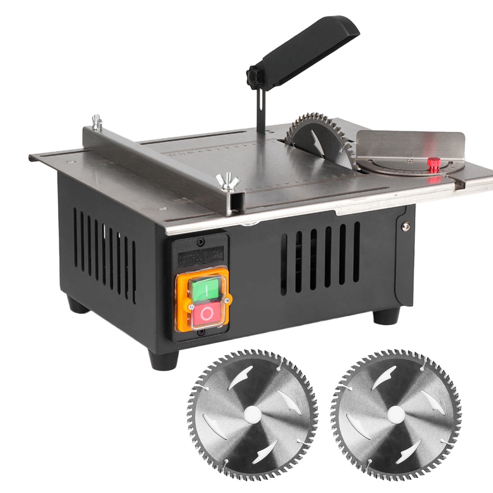 

2500W 340mm*280mm Woodworking Decoration Table Saw Newly Upgraded Stainless Steel Table Top with Angle Ruler and Adjustable Back