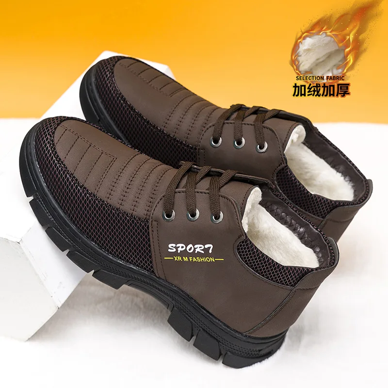 Cotton Shoes 2025 Winter Men's Velvet Warm High Top Shoes Middle aged and Elderly Dad Shoes Winter Shoes