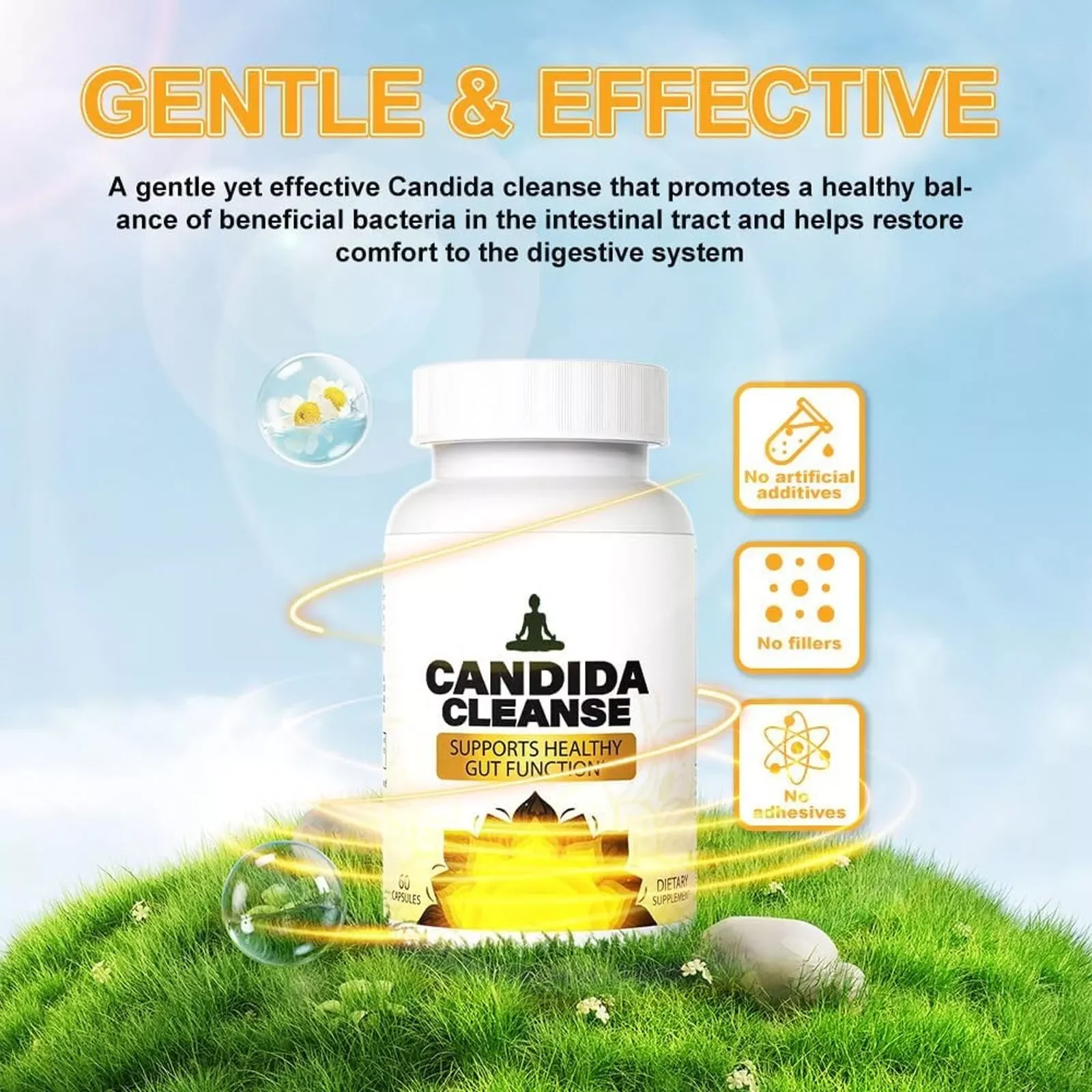 

Candida Cleanse 60 Capsules - Gut & Colon Support, Natural Herbs for Adult