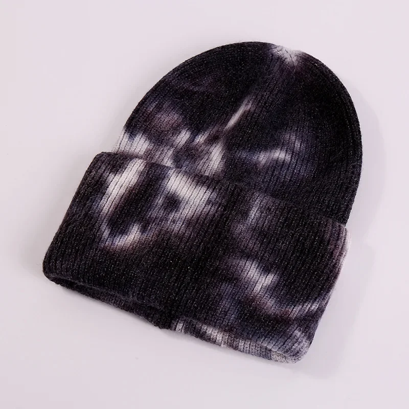 Unisex Kühlen Winter Männer Frauen Gradienten Tie Dye Hut Skullies Mützen Acryl Stretch Stricken Sport Winddicht Warme Kurze Melone Kappe r80 – Detail 4