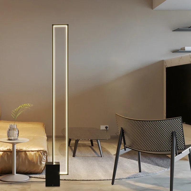 Geometric Square Led Floor Lamp Modern Dimmable Black Stand Lights Living Room Decoration Tall Lamps for Bedroom Corner Lamps