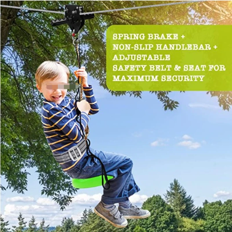 حبل سلكي بسحاب خارجي للأطفال، حبل سلكي محمول باليد، بكرة لعب خارجية معبر الغابة