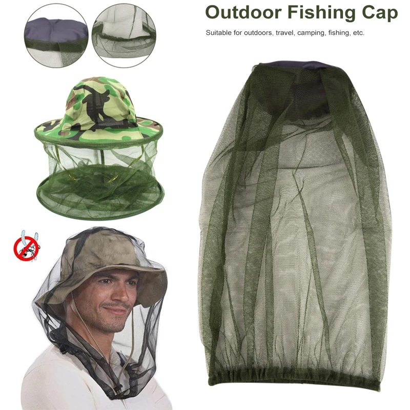 

Outdoor Fishing Cap Anti Mosquito Net For Face Mosquito Insect Repellent Hat Bug Mesh Head Net Face Protector Travel Camping Cap