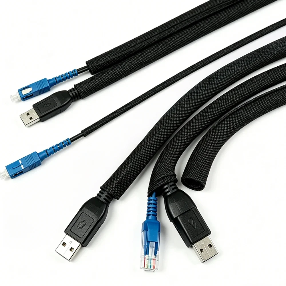 Self-Closed Cable Sleeve 3mm ~ 50mm PET Braid Expandable Auto Line Management Flexible Split Loom Tube Wire Wrap Protect Sheath