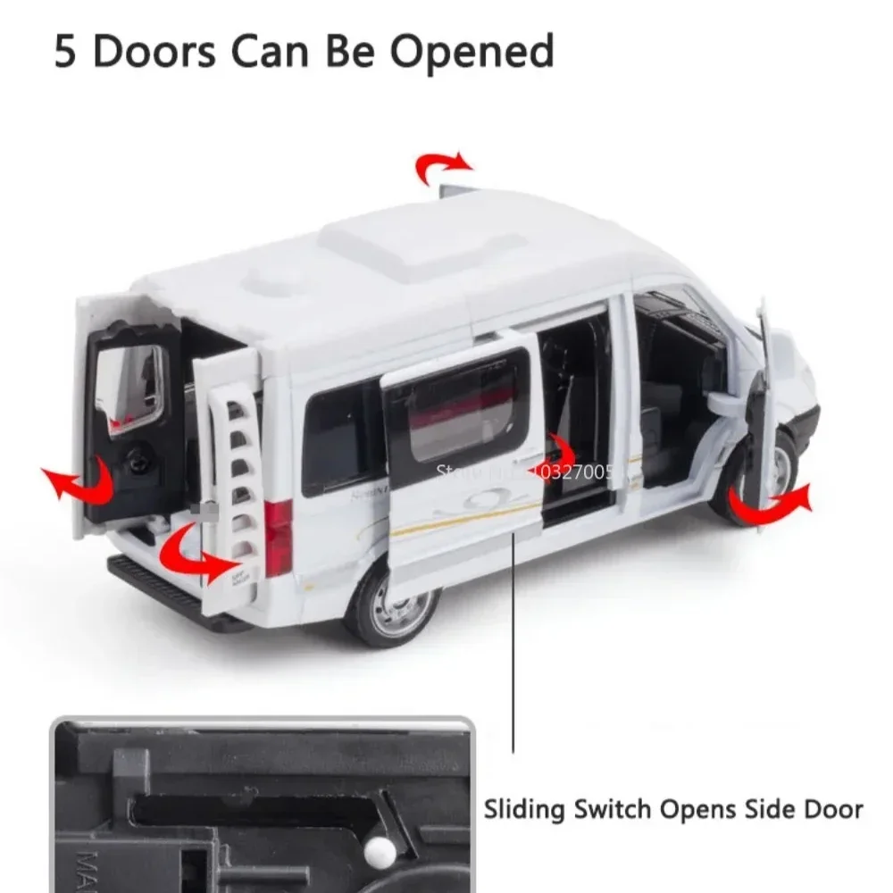 1:32 Sprinter Sottobicchiere Pressofuso in lega Giocattoli Modelli di auto Veicoli Tirare indietro con luce sonora Veicoli in miniatura Ornamenti per bambini