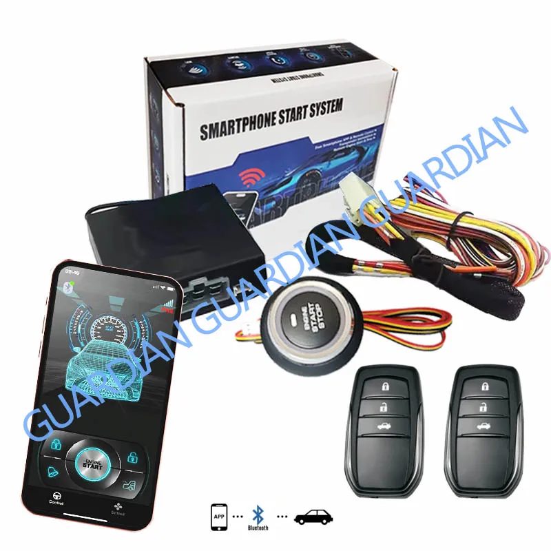 RB-22 Bluetooth APP Control Start Stop Kit Keyless Open Door Universal Anti-theft Car Alarm System Remote Push Button Ignition