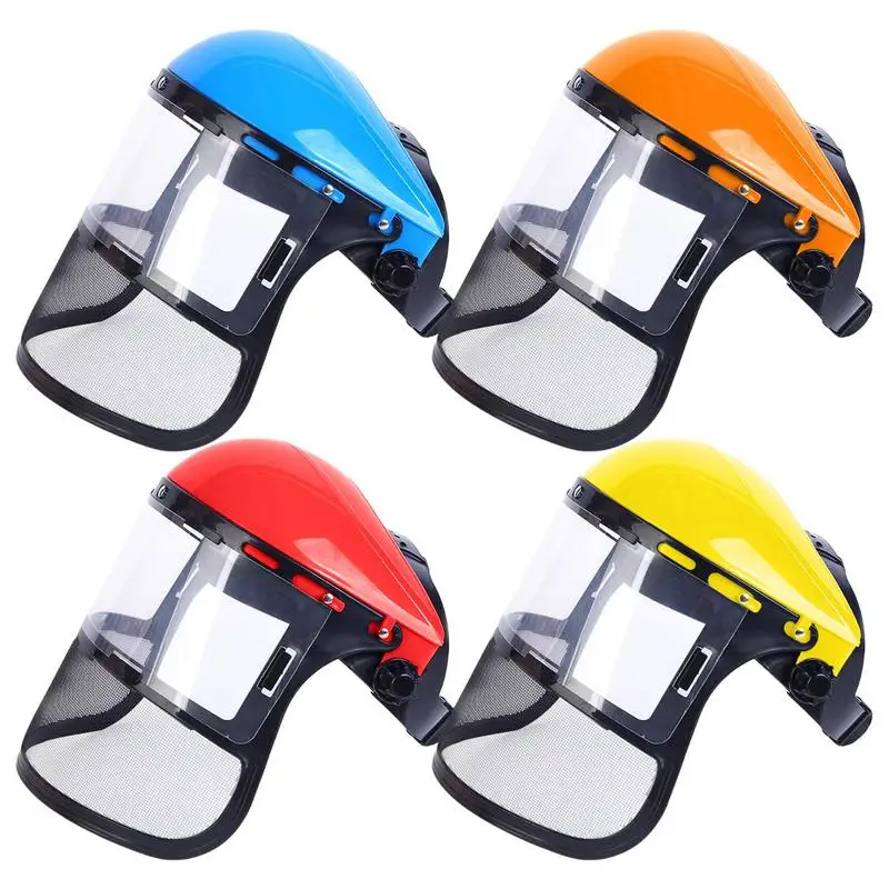 PVC Safety Head-Mounted Protective Mask Anti-Splashing Grass Anti Dust Mask For Cutting Hat Avoid Face Screen Protection Mask