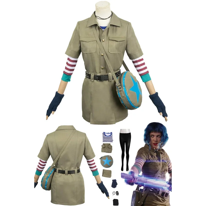 

Ramona Flowers Cartoon Scott Pilgrim Takes Off Cosplay Costume Dress Set Halloween Carnival Suit For Disguise Ladies Women Adult