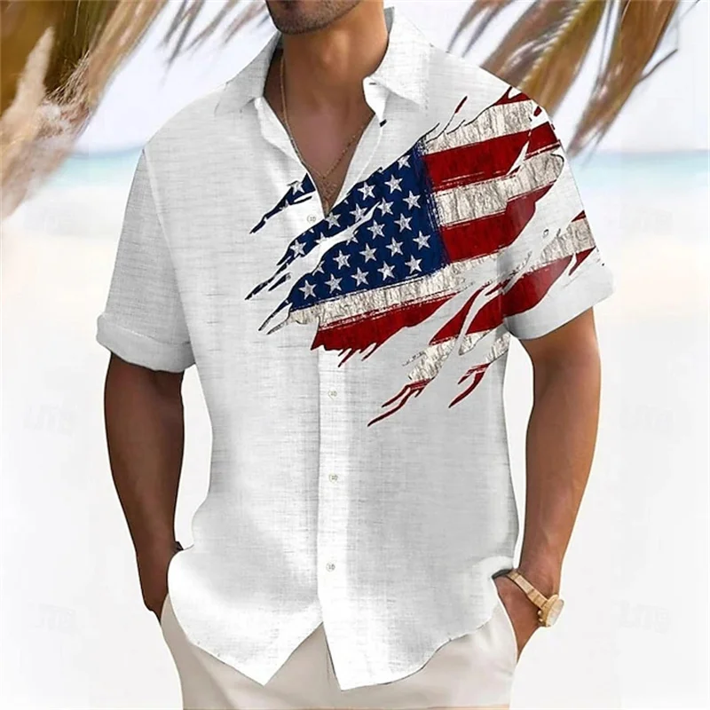 2024 Men's Shark Three-Dimensional Printing Button Lapel Short Sleeve Shirt Summer Large Size T Shirt High Quality Hawaii Shirt