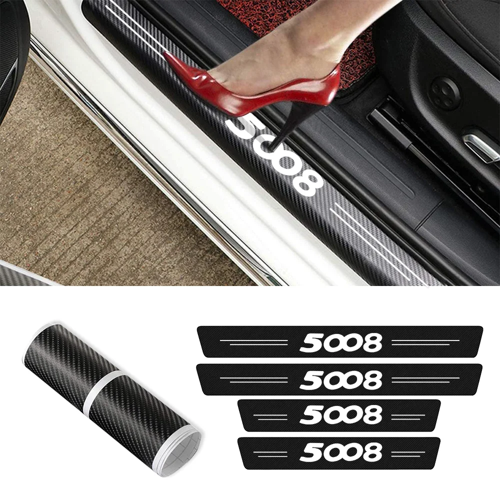 Car Trunk Door Sill Protection Stickers Cover For Peugeot 5008 GT 2009 2010 2011 2012 2013 2014 2015 2016 2017-2019 2020 2021