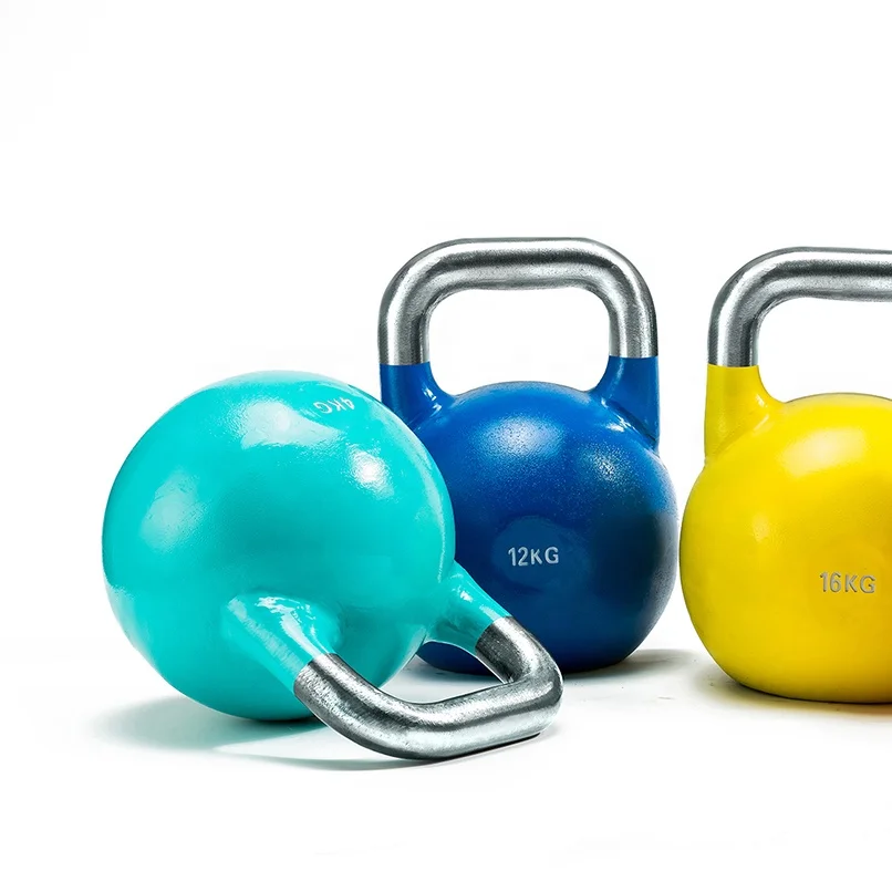 Classic Color-Coded Cast Iron Gym Kettlebells 4-32kg, Competition Weight Lifting Free Weights, Fitness Training Equipment