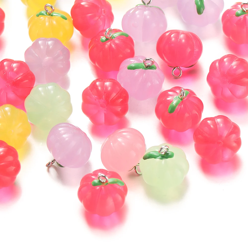 

10Pcs/Lot 17x18mm Pumpkin Resin Charms Pendants for DIY Jewelry Making Earring Necklace Keychain Charms Supplies