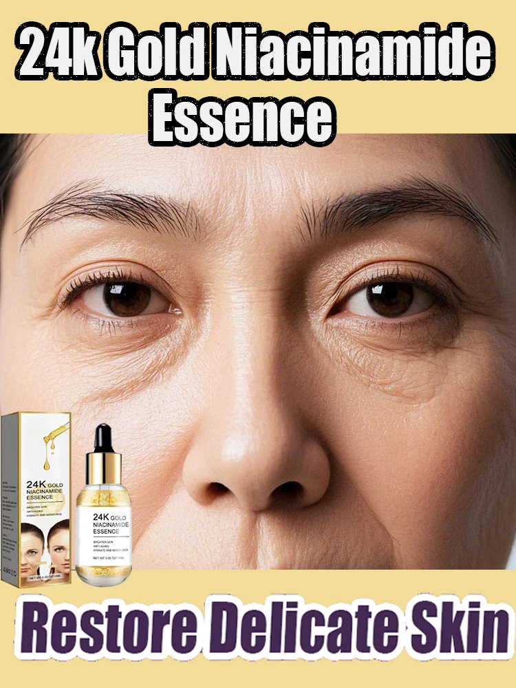 

24k Gold Niacinamide Facial Serum Remover Dark Spots Hyaluronic Acid Fade Fine Lines Moisturizing Whitening Skin Care Anti-aging