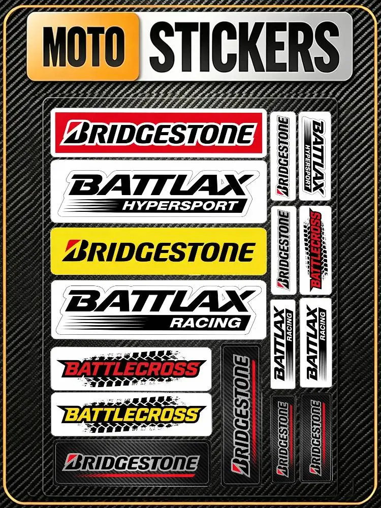 Pegatinas reflectantes multiusos universales Bridgestone MOTO, para ocultar arañazos, para decoración de casco de bicicleta, taza, nevera
