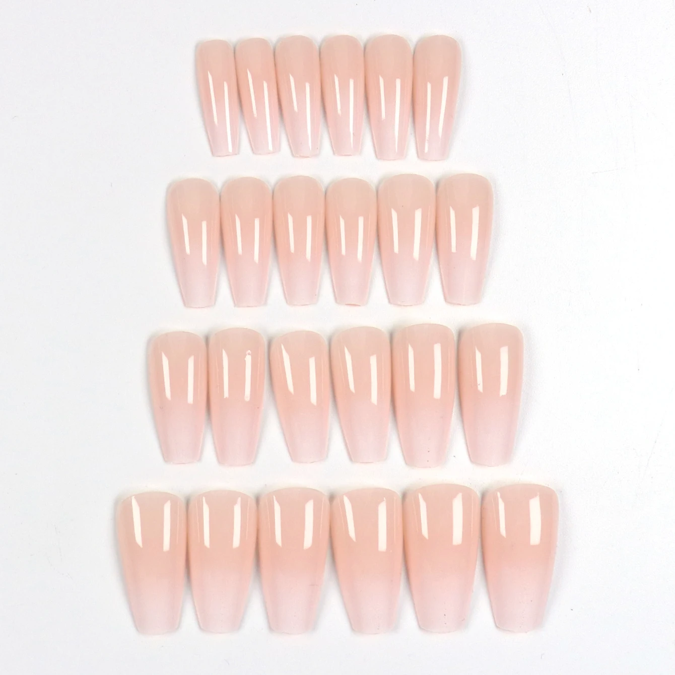 24 faux ongles ballerine à presser, dégradé rose, brillants, réutilisables, pour femmes