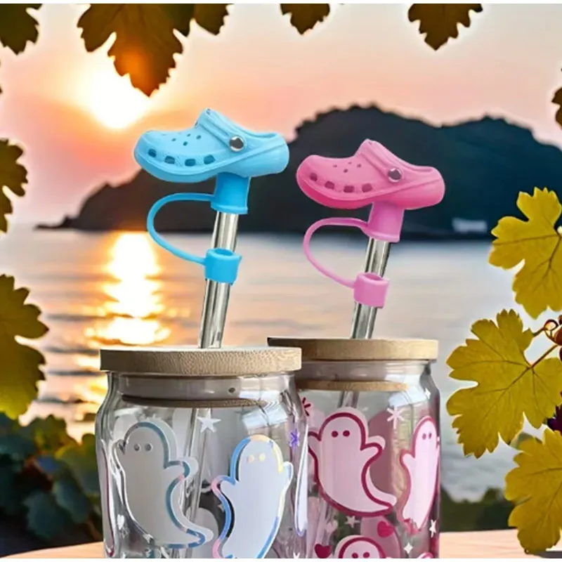 

Reusable Silicone Cover for Cup 30/40 Oz Cute Slipper 10mm Straw Cover Dust and Splash Proof Straw Cover
