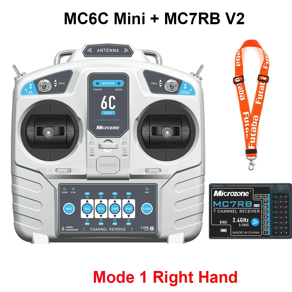 Microzone Mc6c Mini V2 2.4G 6ch Controller Zender W/Ontvanger Radiosysteem Voor Rc Vliegtuig Drone Multirotor Helikopterboot