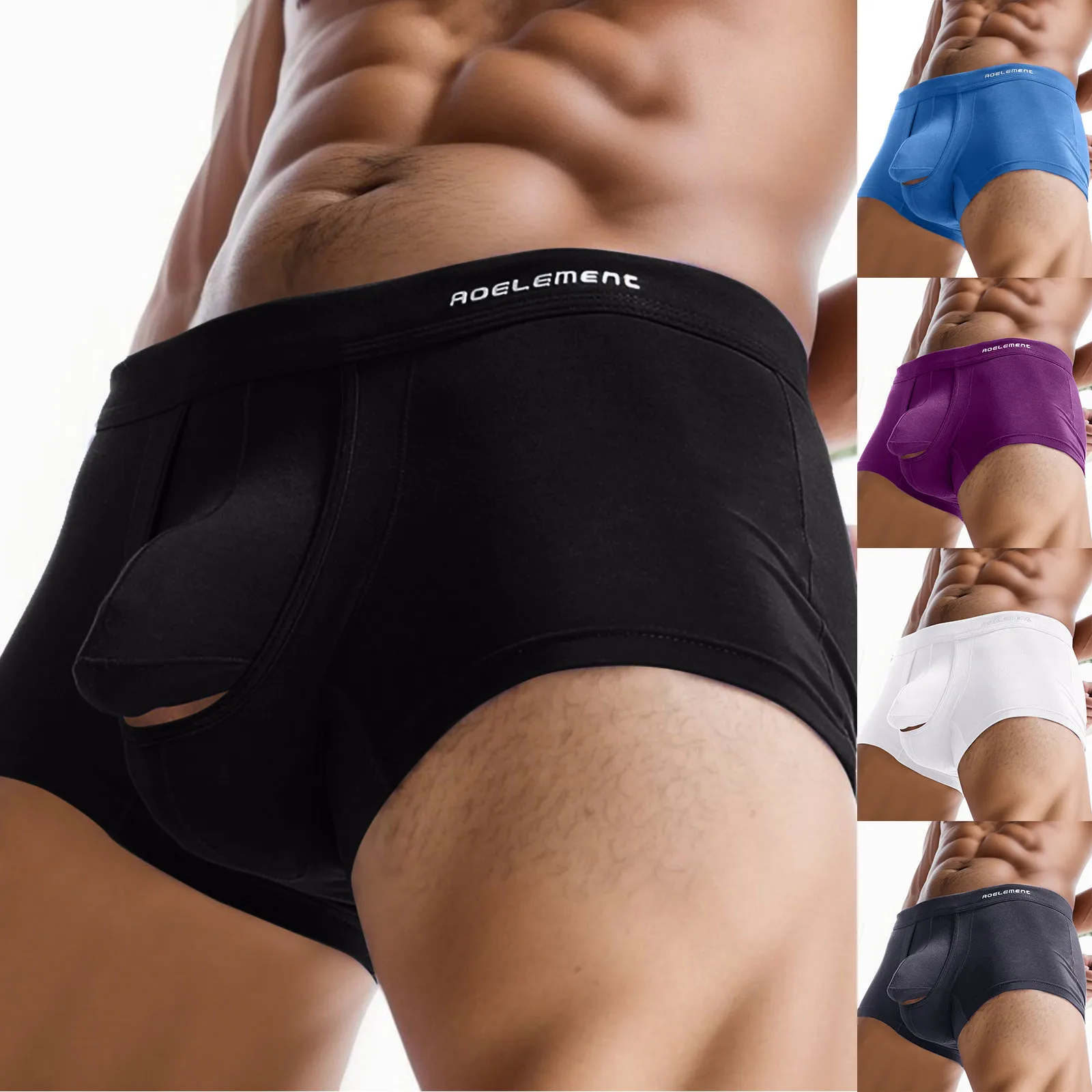 Open Front Underwear Men Sexy Men\'s Boxer Shorts Panties Breathable Pouch Bulge Underpants Male