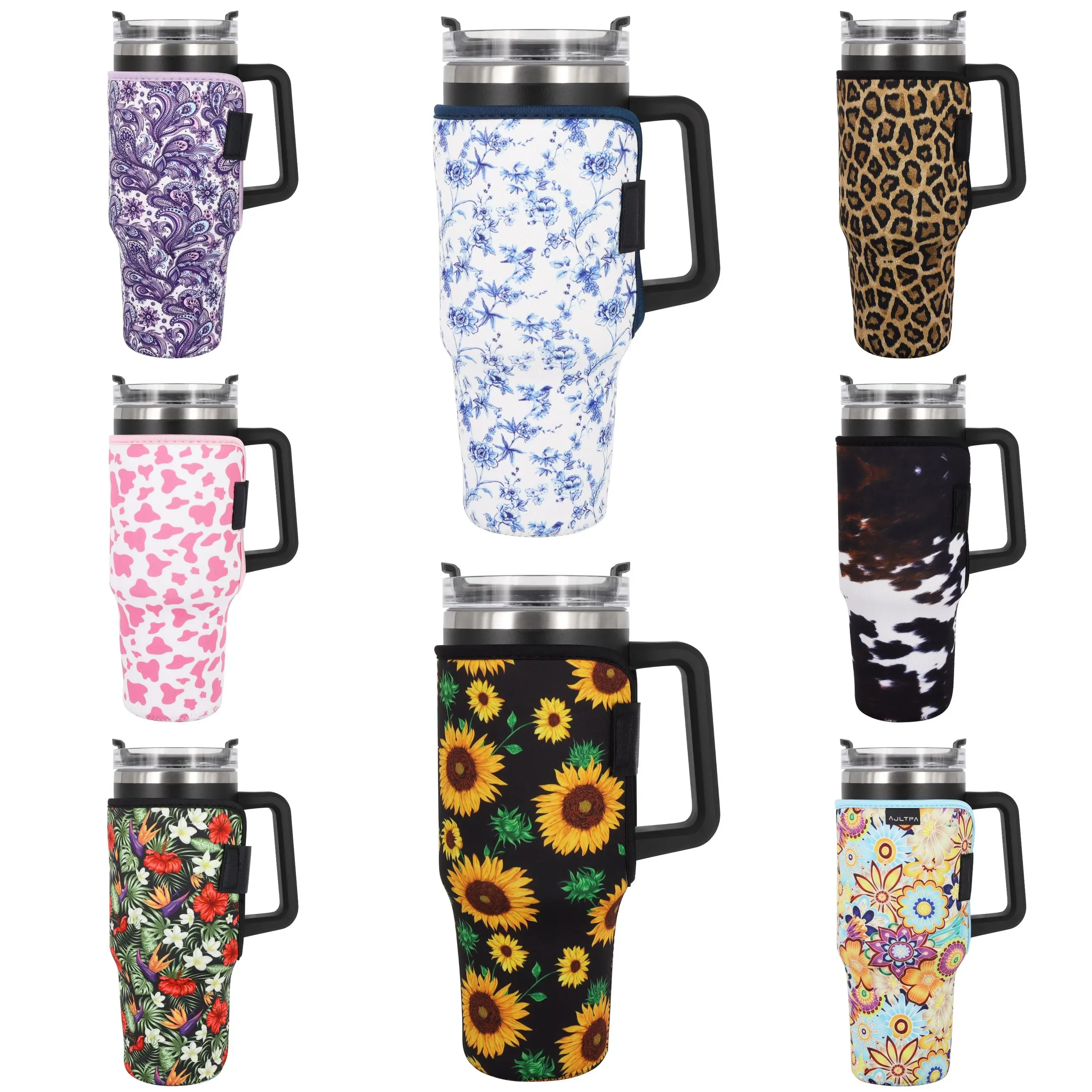 

Reusable Neoprene Insulated Sleeves Cup Holder Idea for 40oz Tumbler Cup with Handle(Only Cup Sleeves)