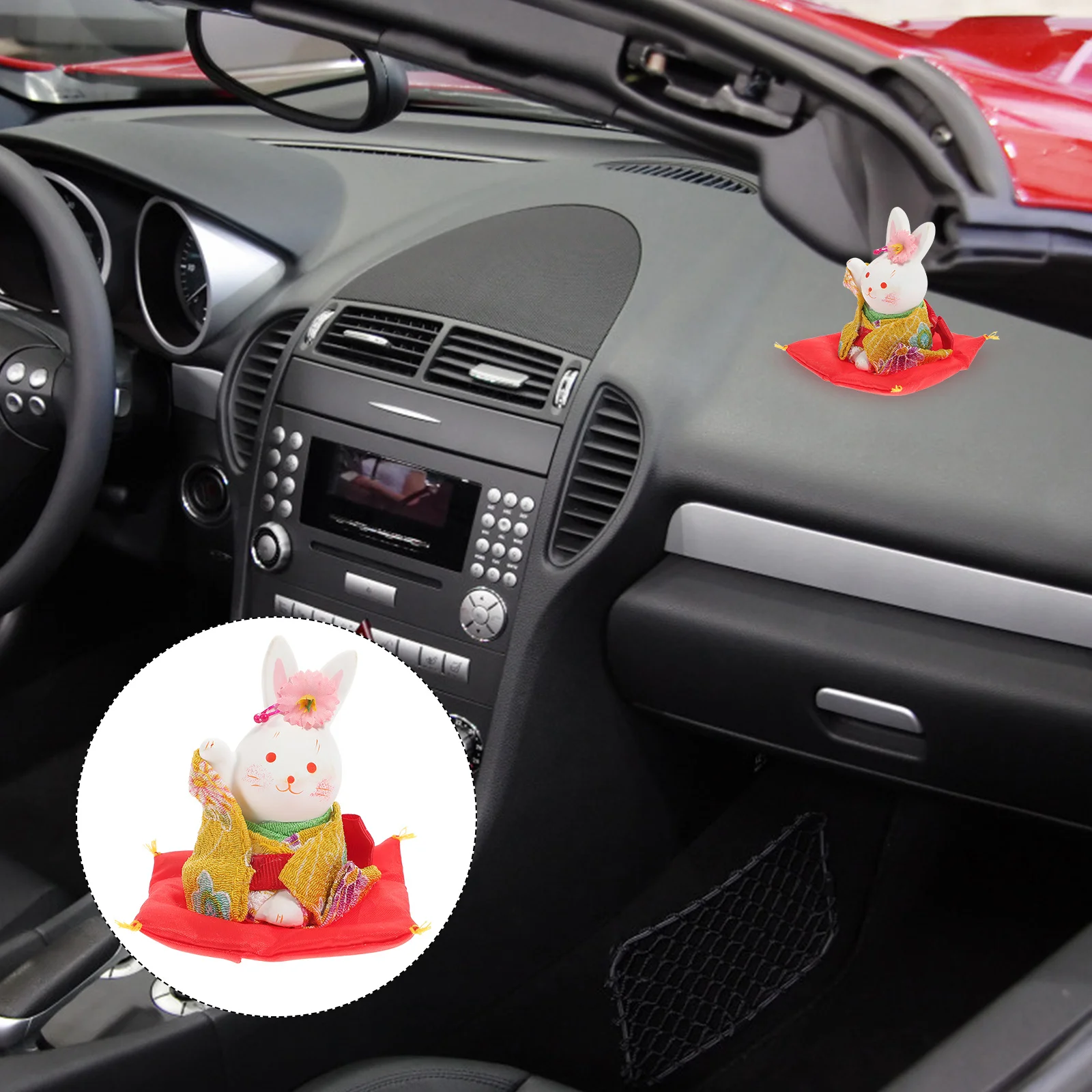 

Lucky Rabbit Ornament Decoration Statue Car Interior Accessories Plaster Figurine Bunny Dashboard Office
