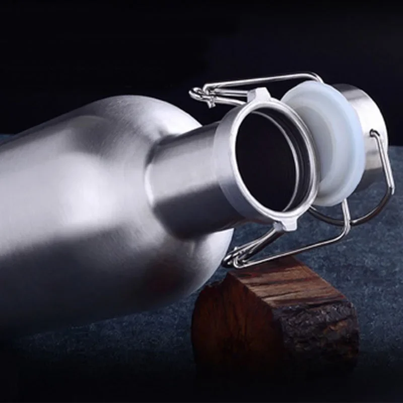 Premium 2L Stainless Steel Bottle Homebrew Beer Growler Secure Swing Top Big Capacity Beer Bottle For Outdoor growler cerveja 4