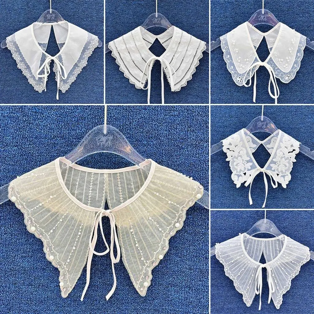 Multifunctional Floral Embroidery Sunscreen Wraps Detachable Women Shawl Mini Cape Doll Fake Collar Fake Collar