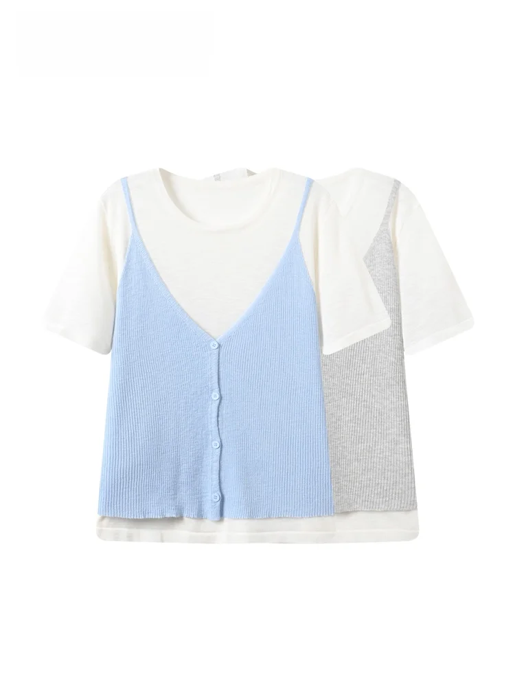 

Fashionable Short Sleeve T-Shirt for plus Size Women Summer New Style Slimming Young-looking Casual Knitted Polyester Fiber