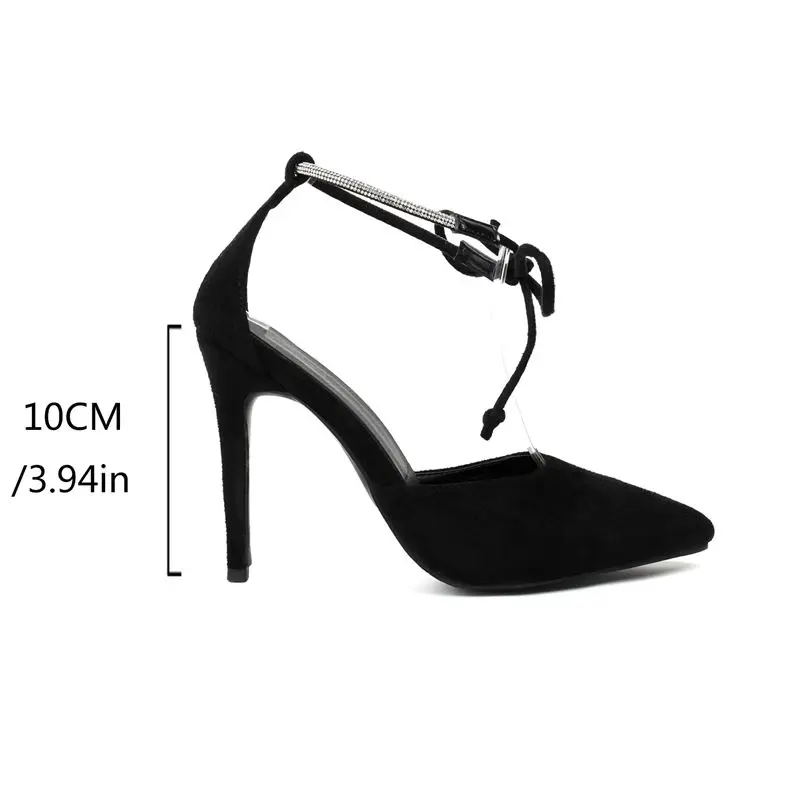 REAVE CAT Sexy Women Pumps Pointed Toe Stiletto Flock Suede Lace Up Bowknot Size 41 42 43 Fashion Party Lady Shoes