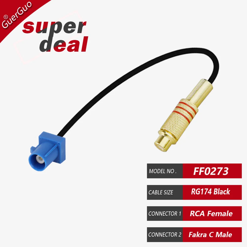 RF Coaxial RG174 Pigtail RCA Male Female to Fakra C Male Female Video Cable Adapter for Car Parking Reversing Rear View Camera