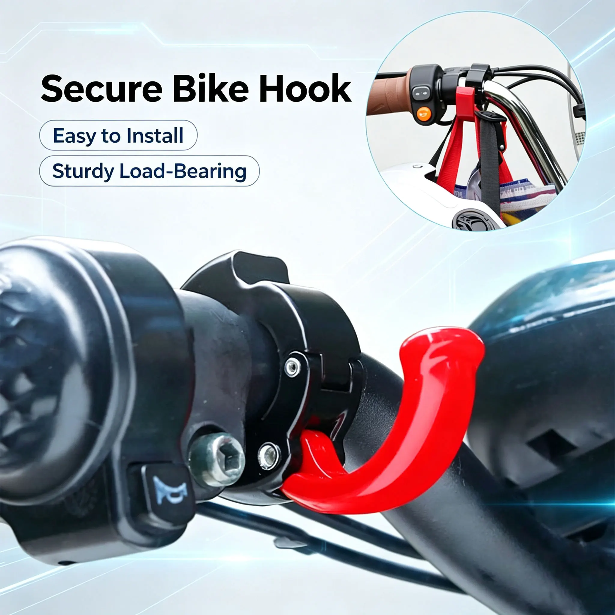 1pc Motorcycle and Bicycle Bag Hook, Multifunctional Front Non Perforated Aluminum Motorcycle Rack Hook, Helmet Hook