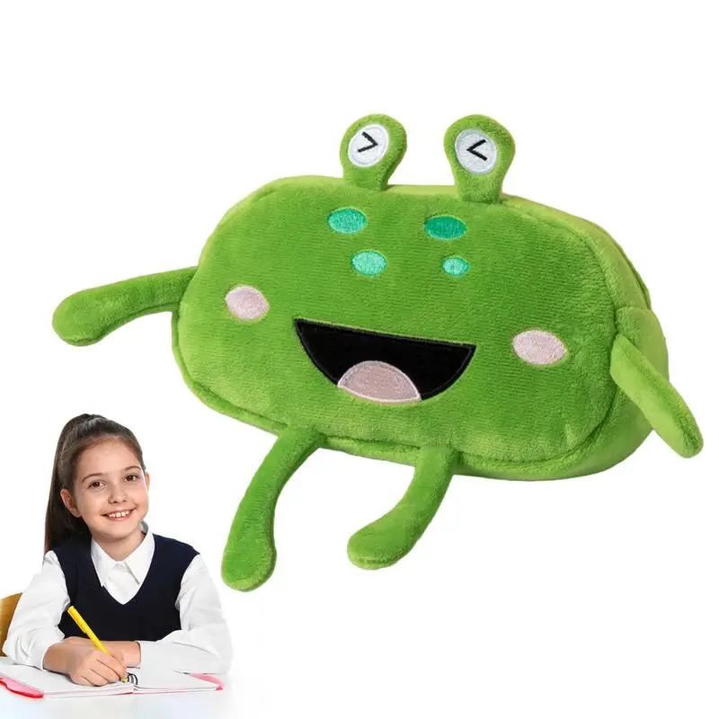 

Cute Pencil Bag Soft Plush Makeup Bag Creative Stuffed Frog Cosmetic Bag Cartoon Theme Crayon Pouch For Pens Pencils Erasers