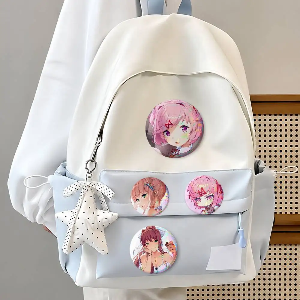 A-Doki Doki Lites-ratures- Club Creative Round Button Pins Badge Set Cartoon Anime Movie Music Pattern Brooches For Bags Jackets