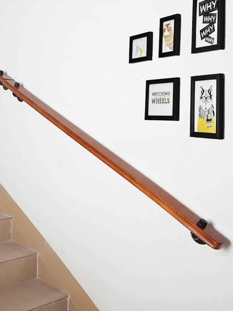 2024 new solid wood against the walls of the staircase handrail villa mezzanine elderly kindergarten anti-skid handrail