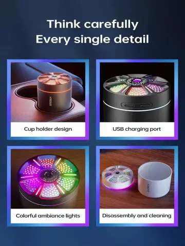 Powerful and Efficient Air Humidifier 180ML Aromatherapy Aroma Diffuser Essential Oil with Colorful Lights for Home Car Bedroom