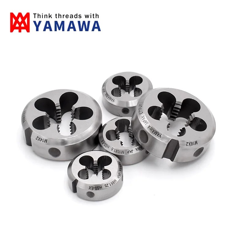 Japan 1PCS YAMAWA Original HSSE Round Die M0.8 M2 M2.5M3 M4 M5 M 6M8 M10 M12 M14 M16 Machine Screw Threading Dies