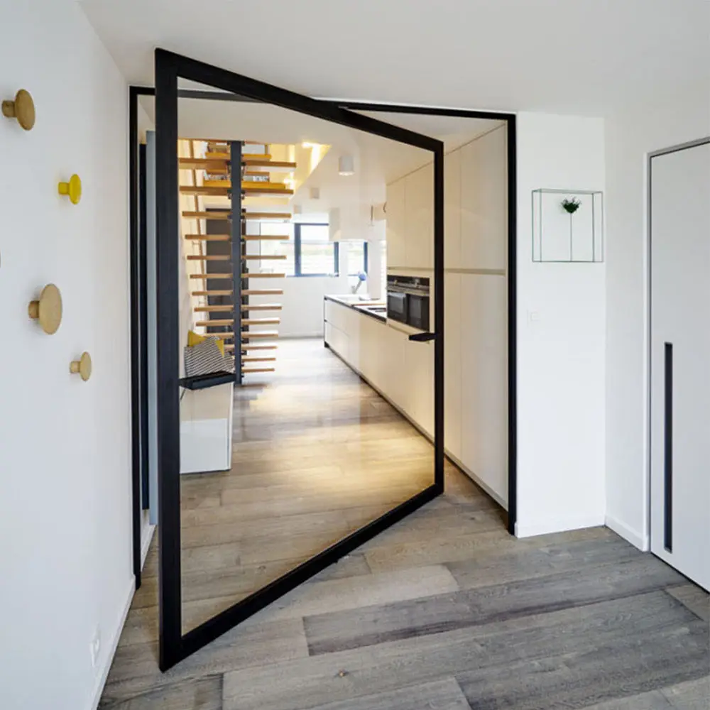 Custom Size Pivot Door double Tempered Glass Sound Insulation Waterproof Contemporary Design Pivot Glass Doors Durable Sturdy