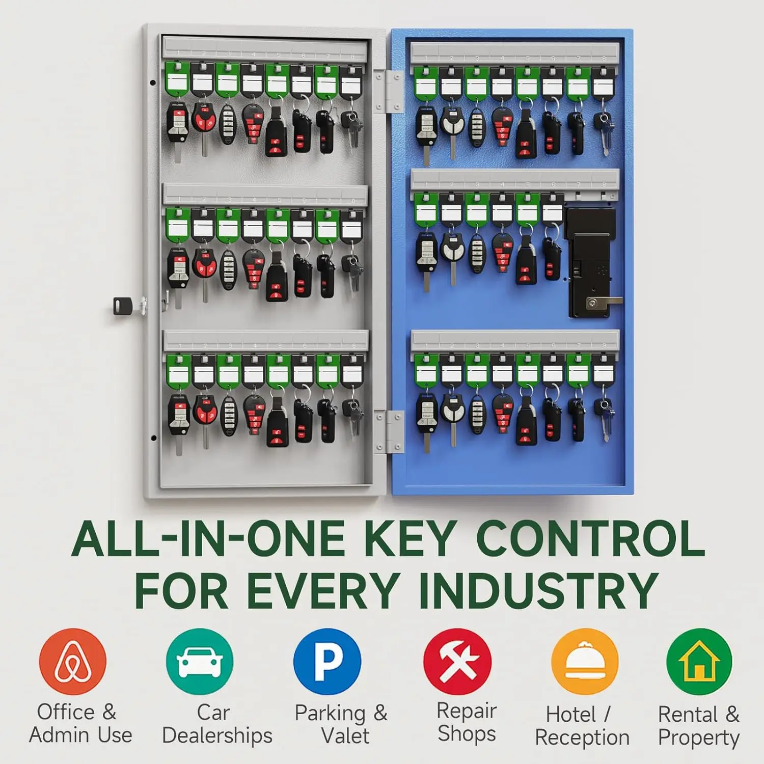 WeHere 48 Key Lock Box, Intelligent Wall Mounted Key Storage Cabinet,OTP/APP Bluetooth/fixed Code Unlocking Key Management Safe