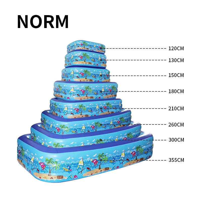 حمام سباحة قابل للنفخ للاستخدام العائلي بنمط المحيط، مقاسات متعددة، حمام سباحة قابل للنفخ ومقاوم للاهتراء ومتين