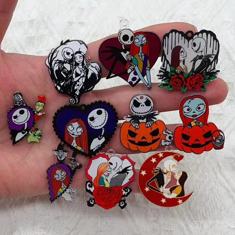 10pcs Halloween Acrylic Skull Talisman Jewelry Making Enamel Necklace Earrings Bracelet Pendant Diy Accessories