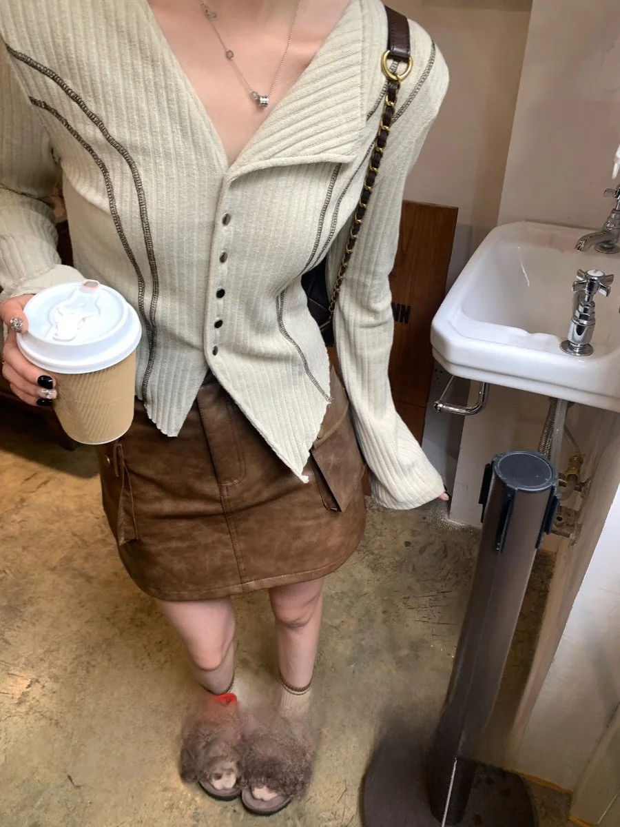 

Women's Knitted Long Sve T-irt ort Sle Inner Wear Base Layer Top Casual Slim Fit Design Early Autumn New Arrival