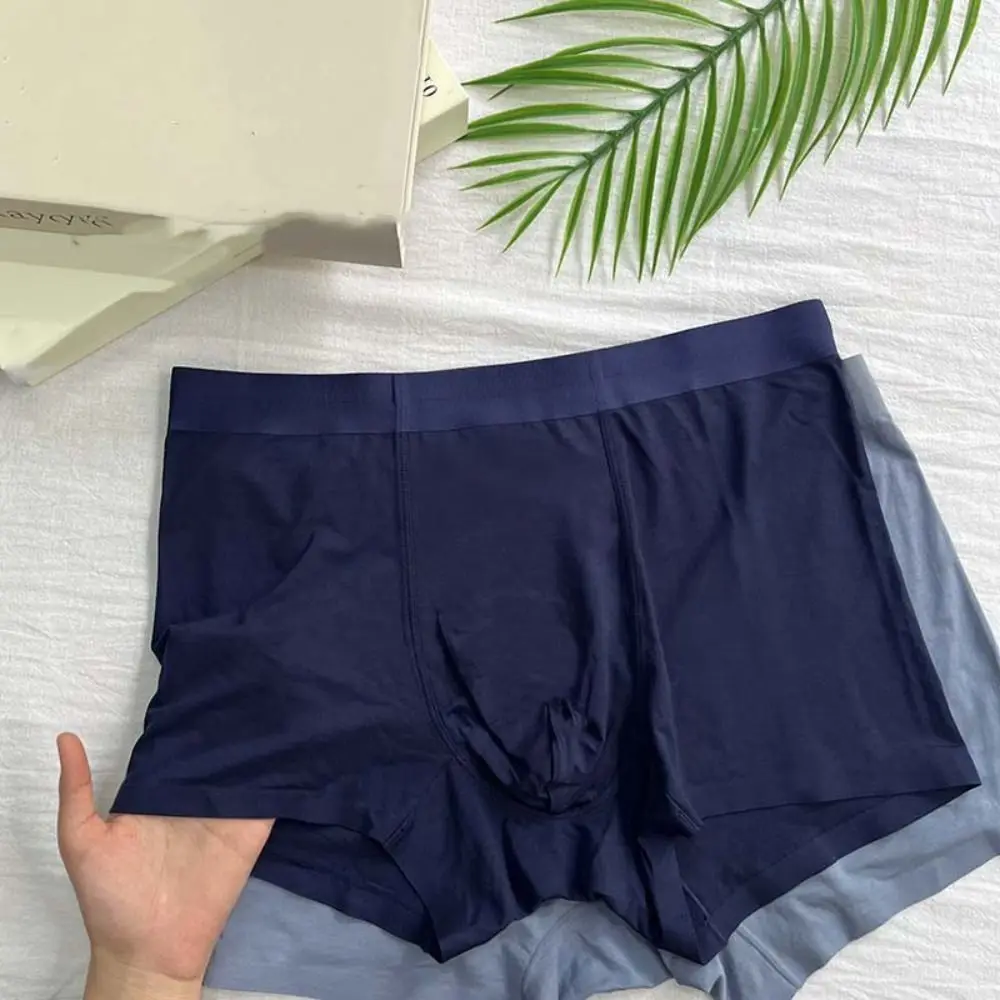 

3PCS Simple Model Men's Flat Panties Large Size Seamless Boxer Shorts Male Mid Waist Breathable Men Underwear Man
