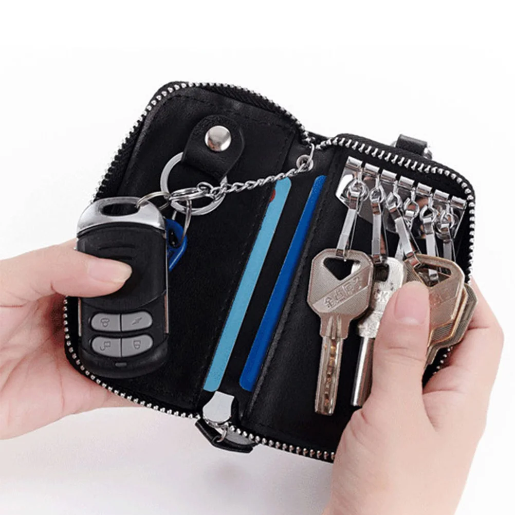 

Car Key Holder Wallet Multi-Function Zipper Closure Design for Safe Storage of Keys Changes Key Case