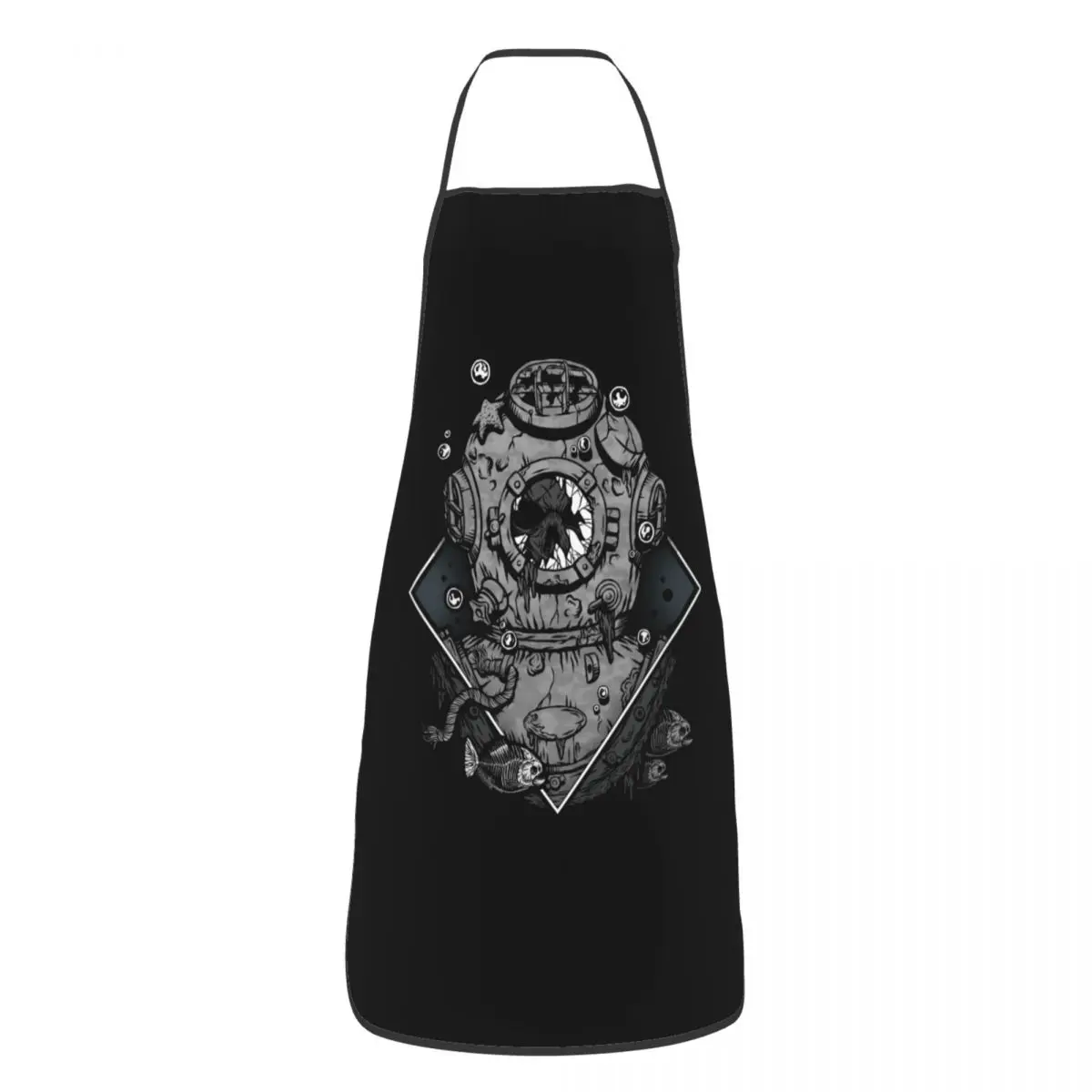 Custom Unisex Scuba Diving Skull Bib Apron Adult Women Men Chef Tablier Cuisine for Cooking  Occult Forgetfulness Gardening