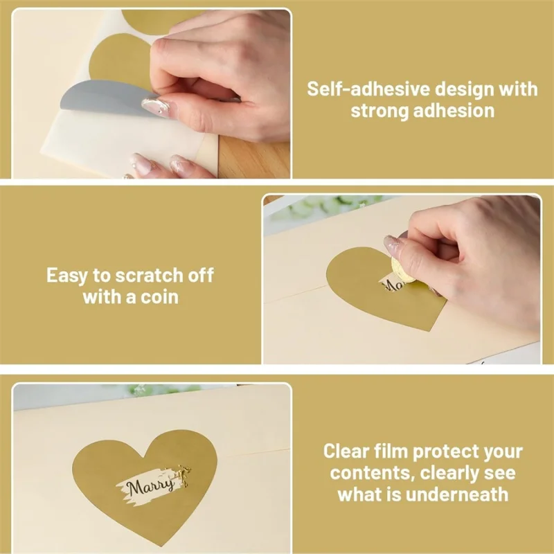 ハート型防水コーティングDIYスクラッチステッカー販促抽選隠し情報と楽しい学習スクラッチステッカー