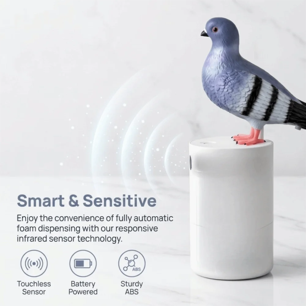 ABS Foaming Hand Soap Dispenser Refillable Blue White Soap Dispenser Touchless Pigeon Shaped Foaming Soap Dispenser